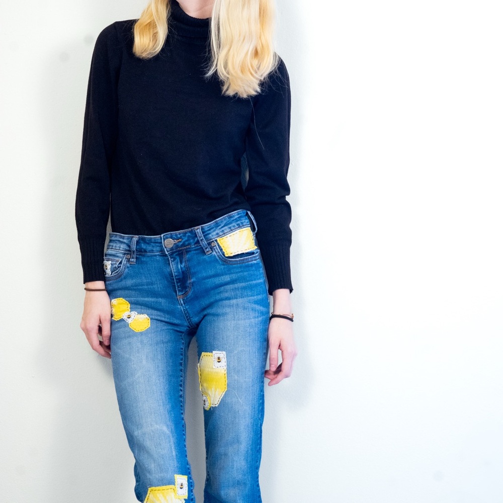 KUT bootcut jeans size 2 honeybee patchwork! - Picture 6 of 6